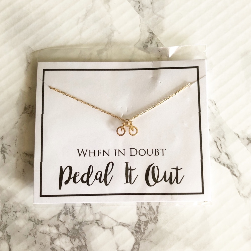 Bicycle Necklace Gold When In Doubt, Pedal It Out